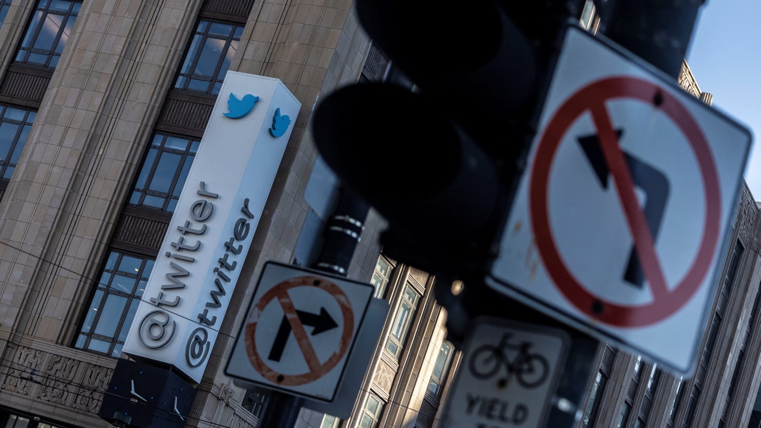A sign outside Twitter headquarters