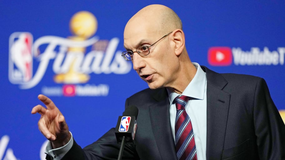 NBA Commissioner Adam Silver speaks at a press conference in 2022.