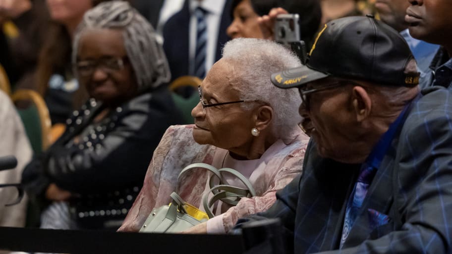 A picture of Viola Fletcher and Hughes Van Ellis, both survivors of the 1921 Tulsa race massacre. They formed part of a reparations lawsuit an Oklahoma judge recently dismissed.