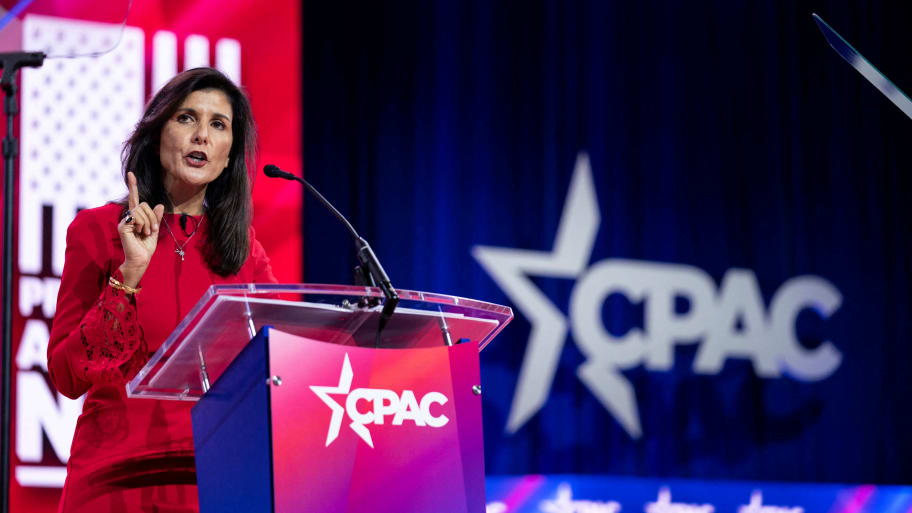 Nikki Haley, former United States Ambassador to the United Nations and 2024 presidential election candidate, speaks at the Conservative Political Action Conference (CPAC) in National Harbor, Maryland, U.S., March 3, 2023.