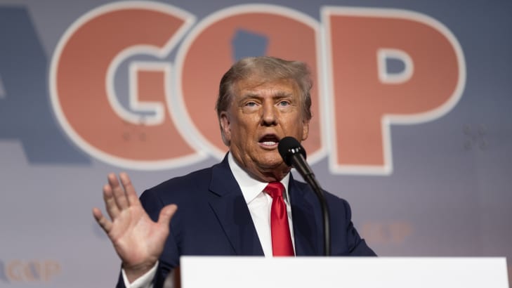 Former U.S. President Donald Trump speaks at the California GOP Fall convention.
