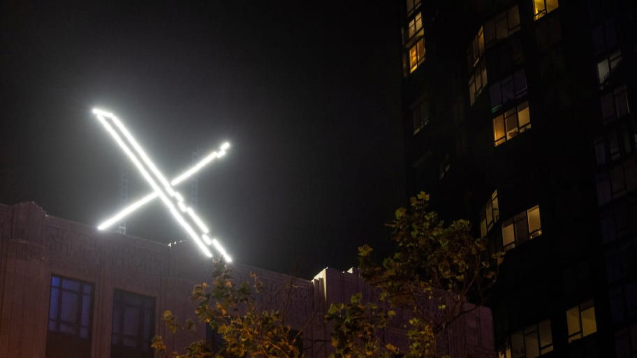 'X' logo is seen on the top of the headquarters of the messaging platform X, formerly known as Twitter, in downtown San Francisco