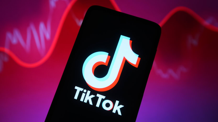 In this photo illustration, a TikTok logo is seen displayed on a smartphone screen.