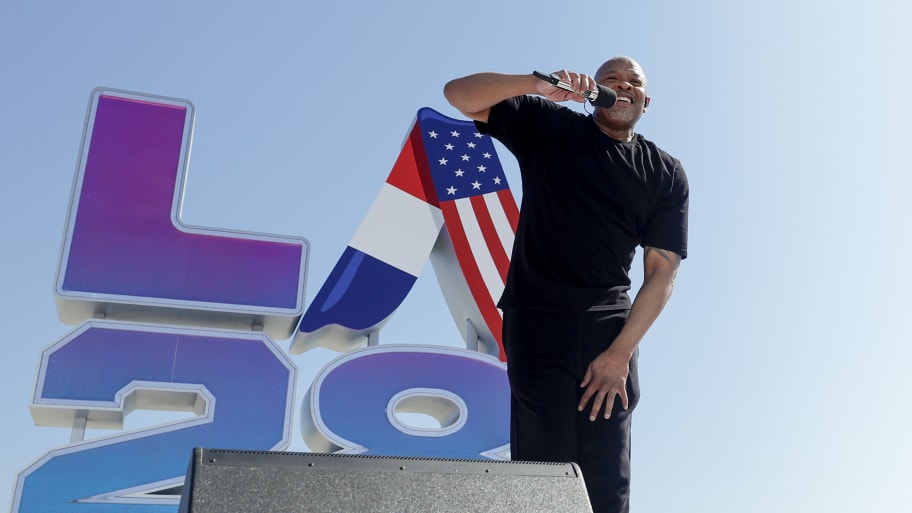 Dr. Dre performing at the LA28 Olympic Games Handover Celebration. 