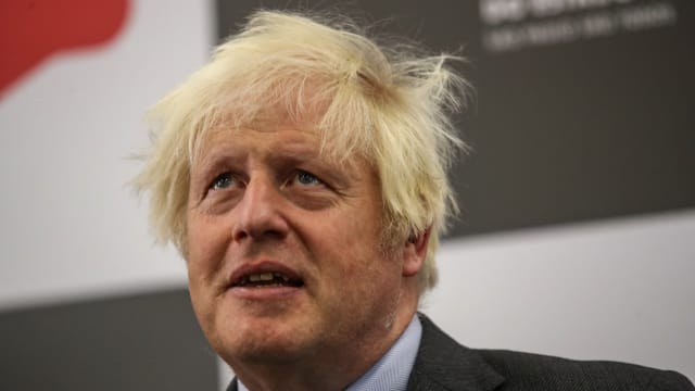 Boris Johnson reacts after a meeting with Sao Paulo's Governor Tarcisio de Freitas (not pictured), in Sao Paulo, Brazil, August 31, 2023. 
