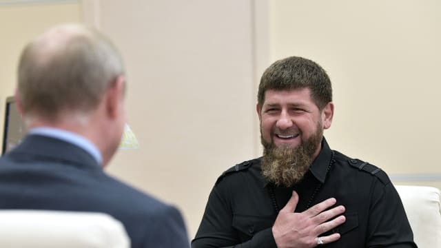 A photo of Ramzan Kadyrov with Vladimir Putin.