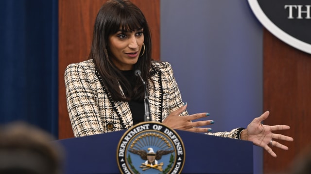 U.S. Pentagon Deputy Press Secretary Sabrina Singh holds a press conference at Pentagon in Washington D.C.