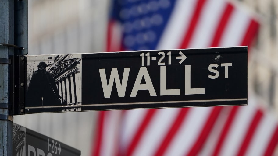 The Wall Street sign is pictured at the New York Stock exchange in the Manhattan borough of New York City.