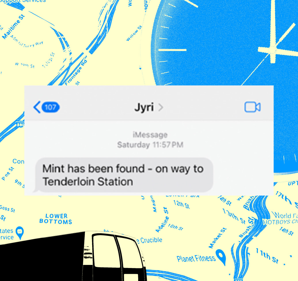 A text message from Jyri Engeström letting the author know Mint had been found.