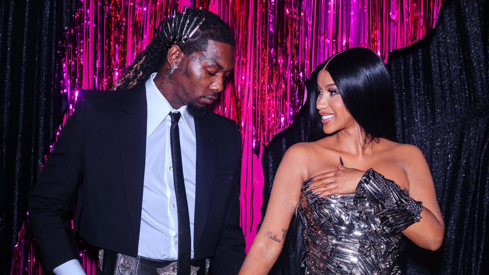 Offset and Cardi B hold hands at the 2023 VMAs