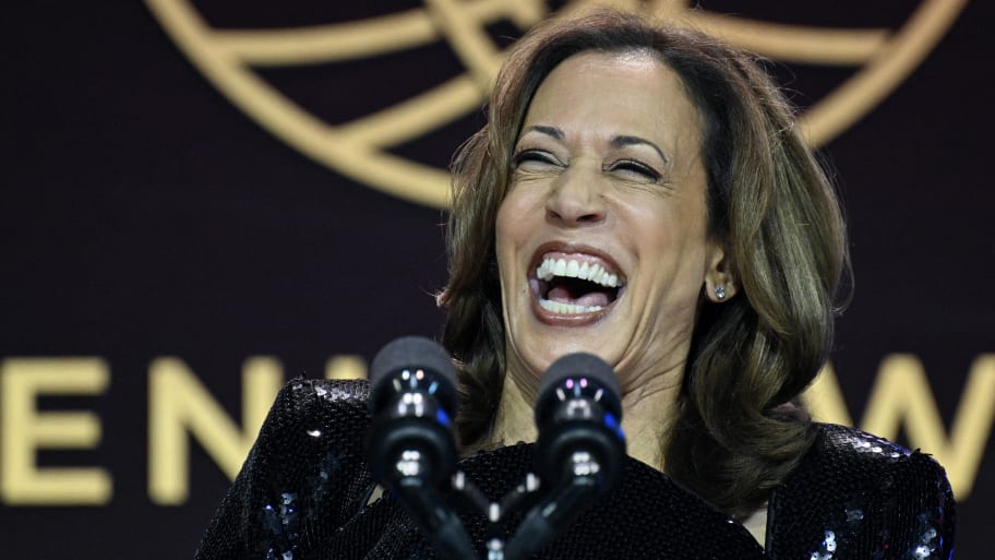 US Vice President and Democratic presidential candidate Kamala Harris speaks during the 2024 Phoenix Awards Dinner at the Washington Convention Center in Washington, DC.