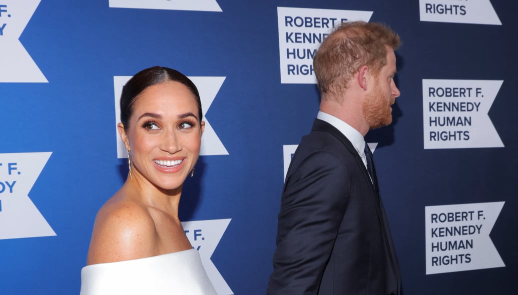 Meghan Markle, left, and Prince Harry attend the 2022 Robert F. Kennedy Human Rights Ripple of Hope Award Gala in New York City, U.S., December 6, 2022.