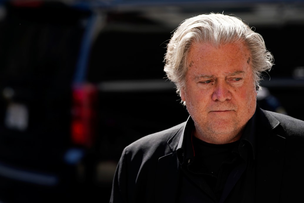 Steve Bannon, talk show host and former White House advisor to former President Donald Trump, arrives to U.S. District Court.