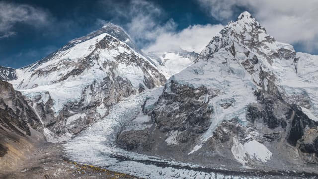 A drone view of Mount Everest.