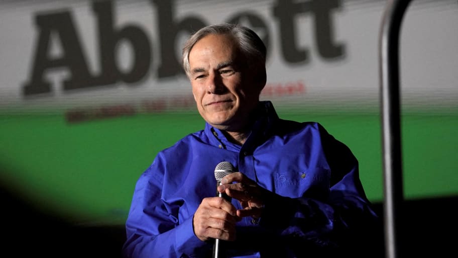 Texas Gov. Greg Abbott speaks at a rally. 