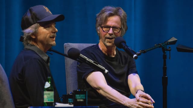 Comedians David Spade and Dana Carvey record an episode of "Fly on the Wall"