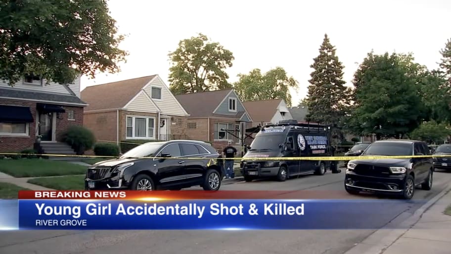 The scene where a young girl was shot in River Grove, Illinois. 