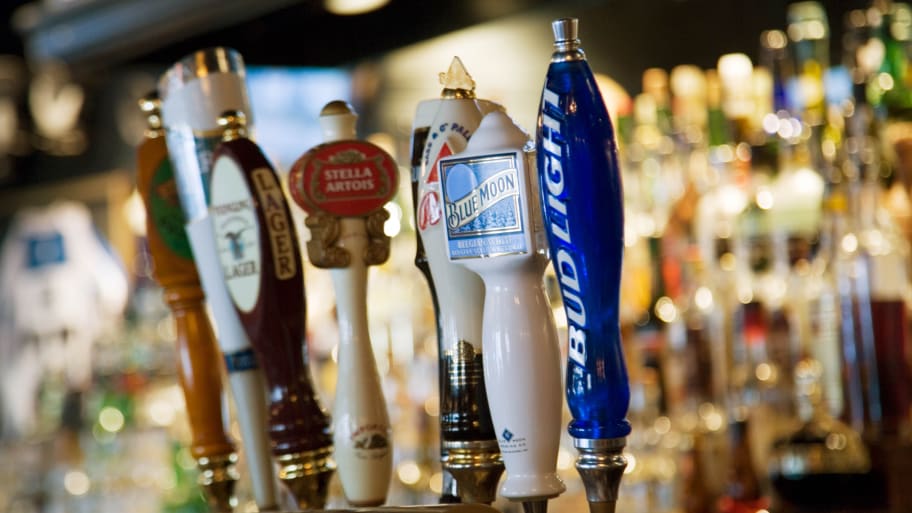 Beer taps in Georgetown bar, Washington, DC.