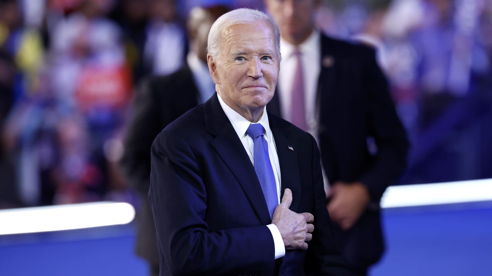 Biden touches heart after speech at DNC