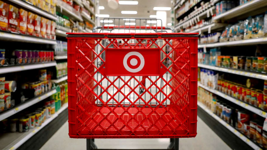 A shopping cart is seen in a Target  store in the Brooklyn borough of New York City, Nov. 14, 2017.