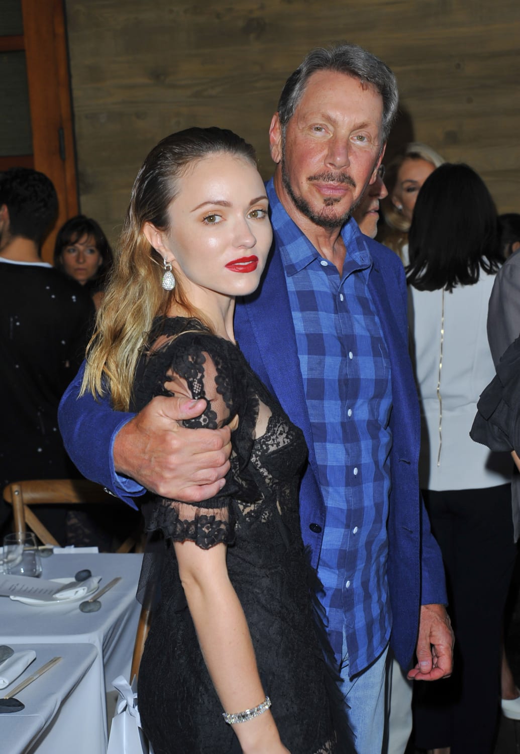 Blogger Nikita Kahn and Larry Ellison attend an event in Malibu, California.  