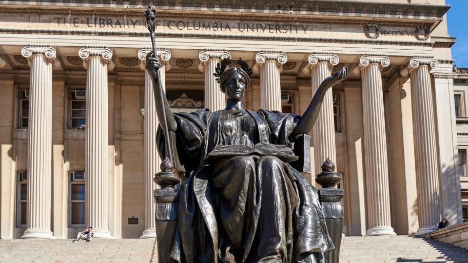 Bronze sculpture in front of Columbia University
