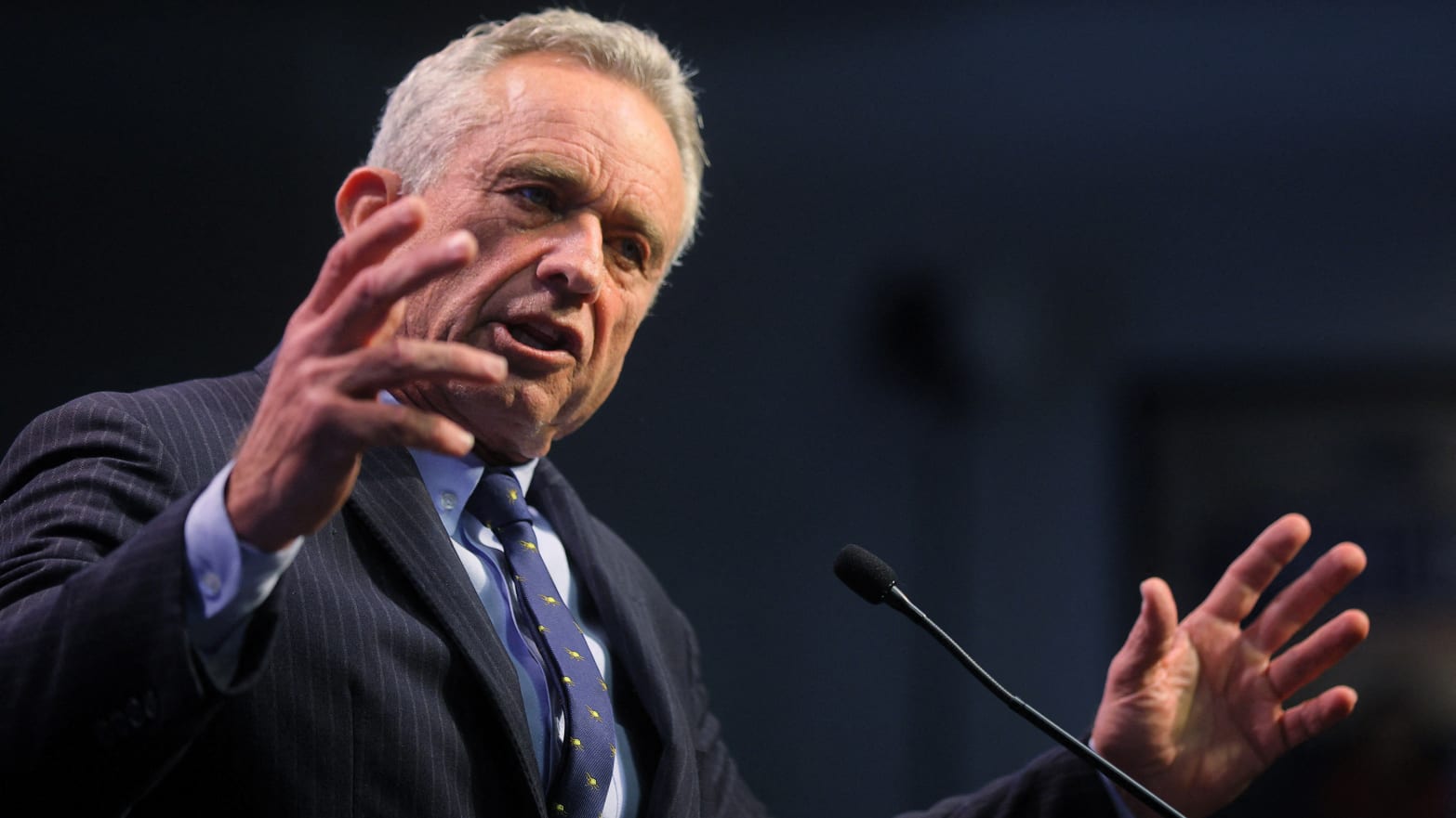 Robert F. Kennedy Jr. speaks at the NH Institute of Politics at St. Anselm College in Manchester, New Hampshire
