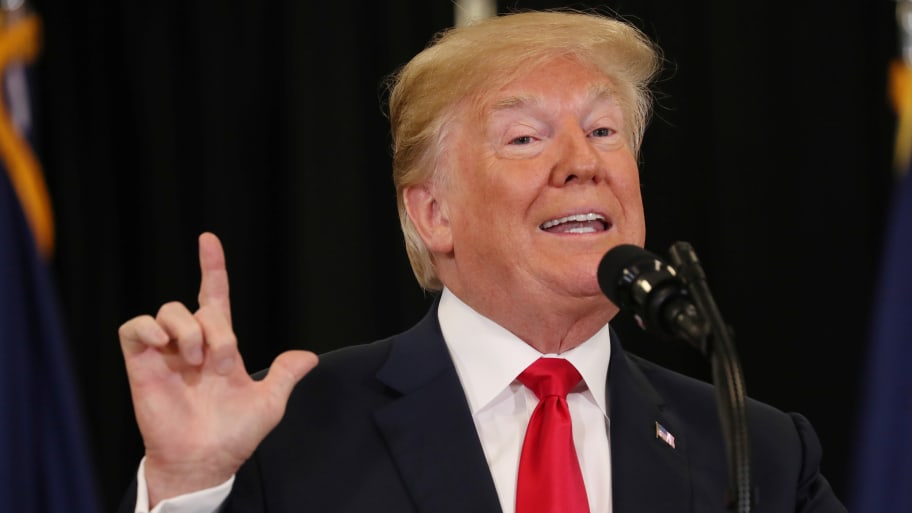 Then-President Donald Trump speaks at swearing in ceremonies for new CIA Director Gina Haspel at the headquarters of the Central Intelligence Agency in Langley, Virginia, U.S. May 21, 2018.