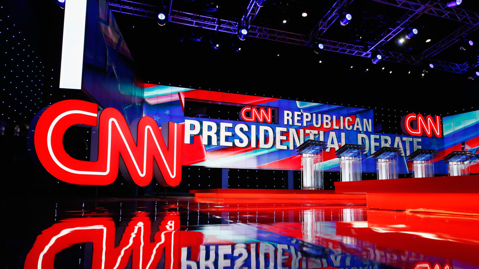 The main stage of a CNN Republican presidential debate in 2016.