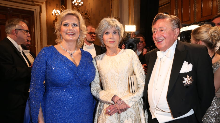 Opera singer Camilla Nylund, Jane Fonda and Richard Lugner 