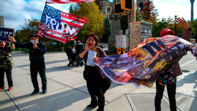 Trump supporters gather to show support for the President on October 23, 2020 in Scranton, Pennsylvania.