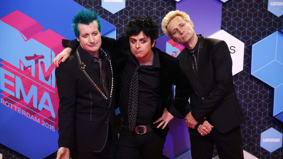 Green Day attends the 2016 MTV Europe Music Awards at the Ahoy Arena.