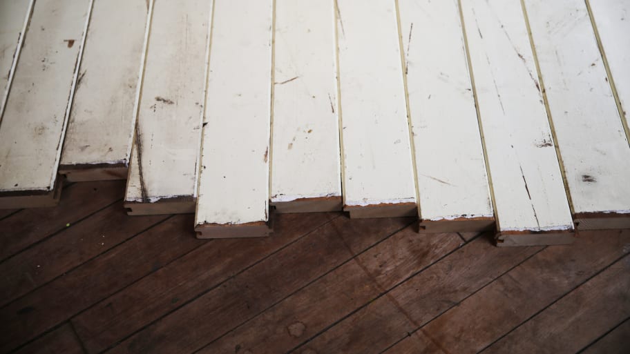 A picture of worn floorboards