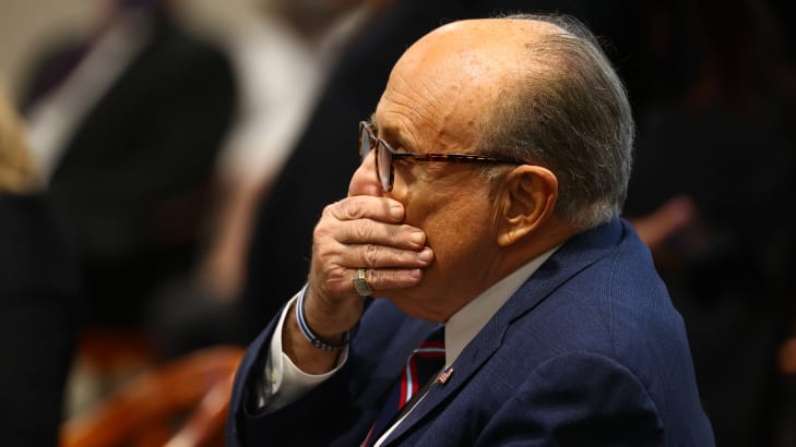 Rudy Giuliani during a hearing in Michigan.