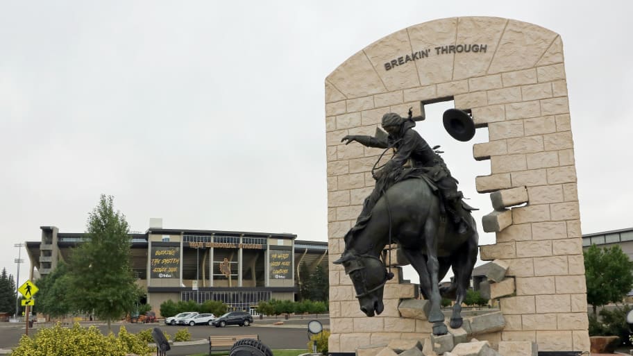 Memorial statue at the stadium at University of Wyoming