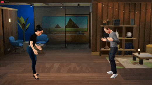 Gif of Mark Zuckerberg jumping up and down in the metaverse.