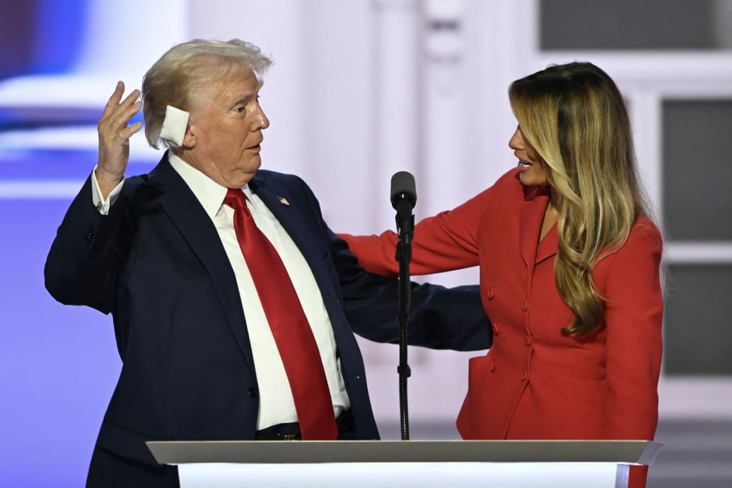 Donald Trump seems genuinely surprised to see his wife, Melania at the Republican National Convention