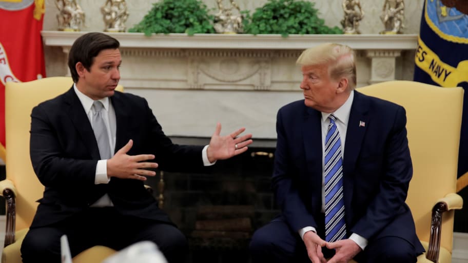 Ron DeSantis and Donald Trump at the White House on April 28, 2020.