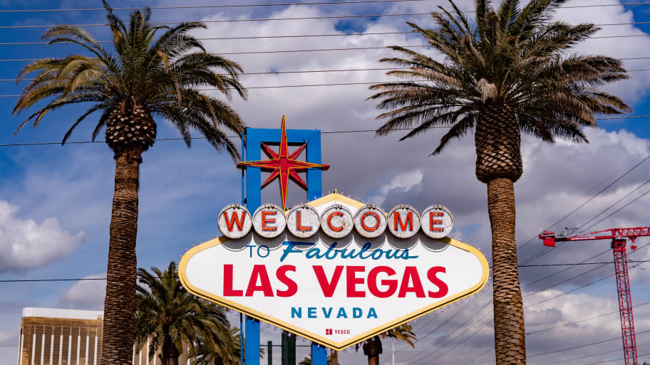 The Welcome to Fabolous Las Vegas sign at the entrance to the town 