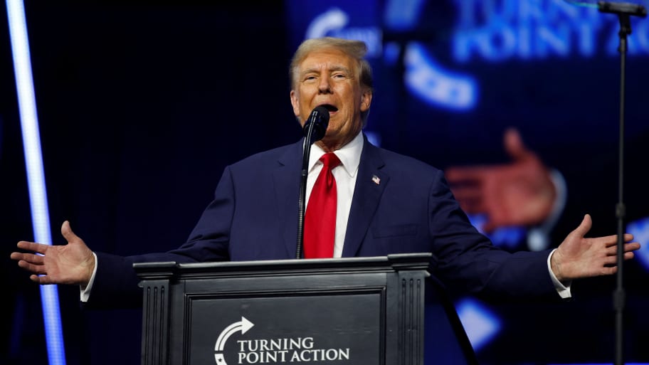 Republican presidential candidate and former U.S. President Donald Trump  speaks at an event held by the national conservative political movement 'Turning Point', in Detroit, Michigan, U.S., June 15, 2024. 