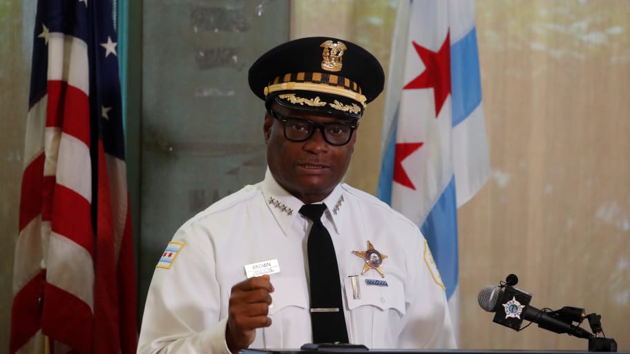Chicago Police Department Superintendent David Brown speaks during a news conference in Chicago, Illinois, U.S., July 27, 2020. 