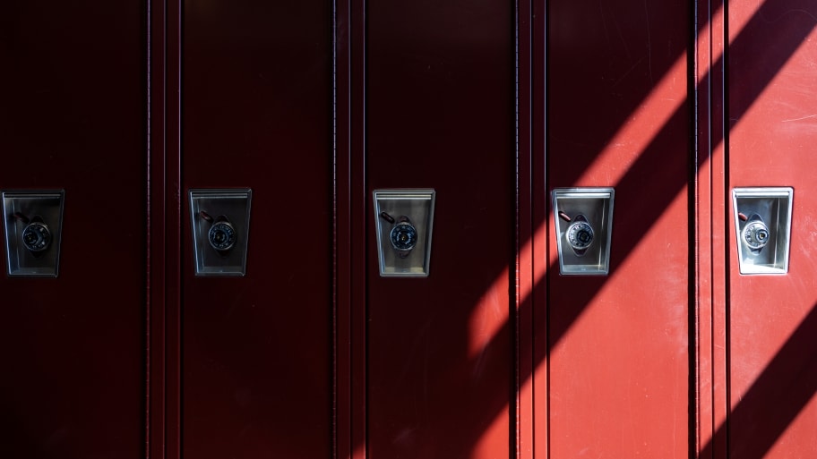 Lockers are seen at Parkland High School in Allentown, Pennsylvania, in April 2021.