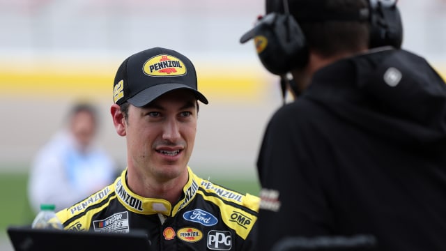 Joey Logano, driver of the #22 Pennzoil Ford qualifying for the NASCAR Cup Series Pennzoil 400 at Las Vegas Motor Speedway on March 02, 2024 