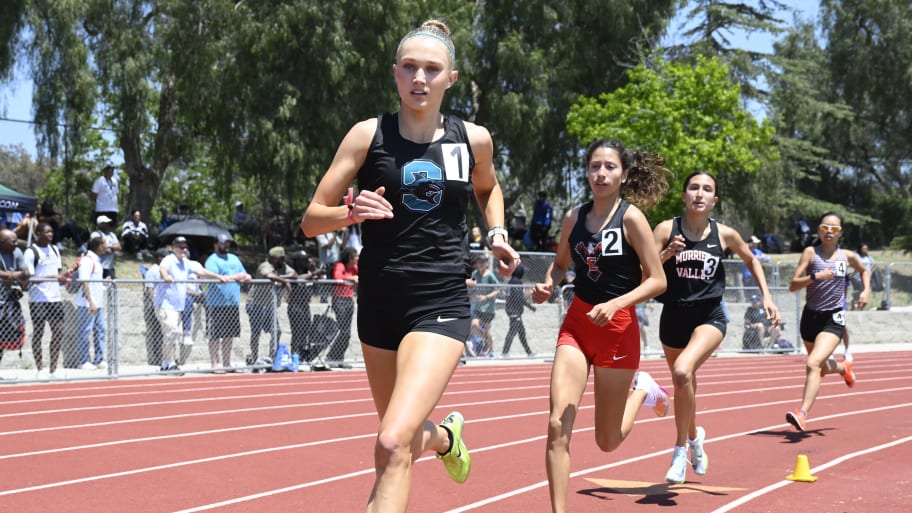 Runners competing in a California track and field event