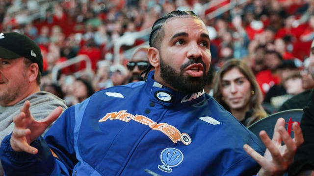 Rapper, songwriter, and icon Drake attends a game between the Houston Rockets and the Cleveland Cavaliers.