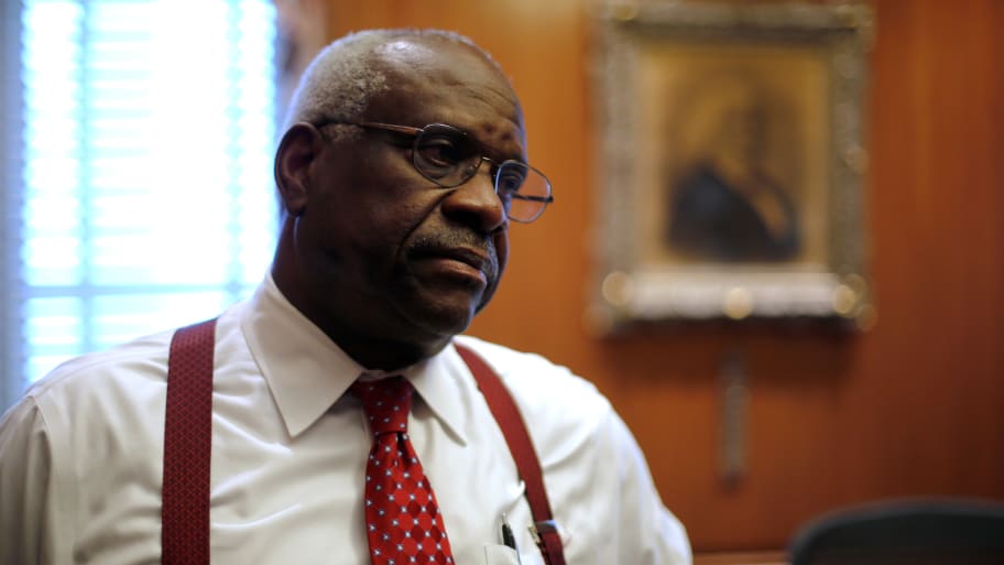 Supreme Court Justice Clarence Thomas is seen in his chambers at the U.S. Supreme Court building in Washington, D.C.