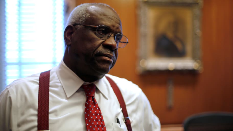 U.S. Supreme Court Justice Clarence Thomas is seen in his chambers in 2016.