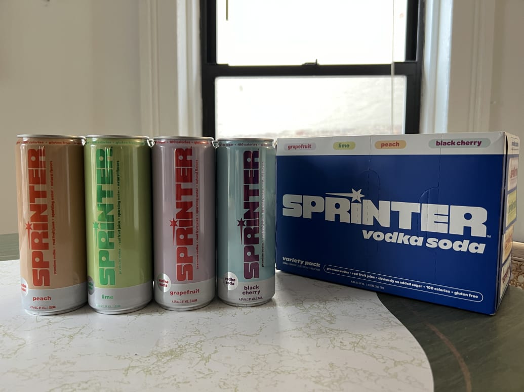 An eight-pack of Sprinter cans.