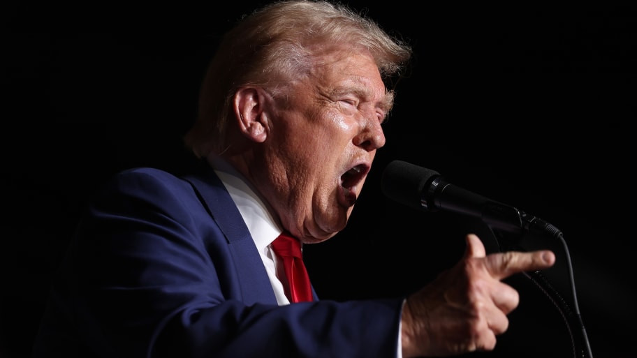 Republican presidential nominee, former U.S. President Donald Trump, speaks during a campaign rally at The Expo at World Market Center Las Vegas.