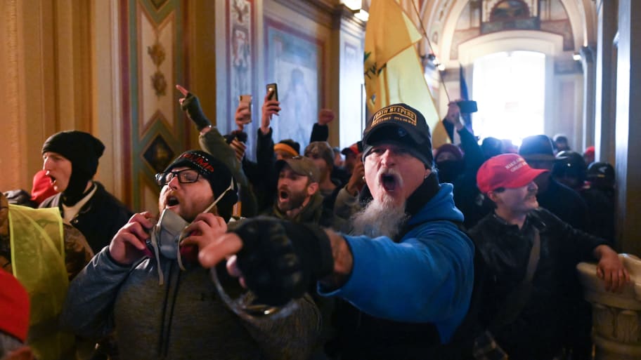 Joshua Hall pictured among other rioters storming the capitol